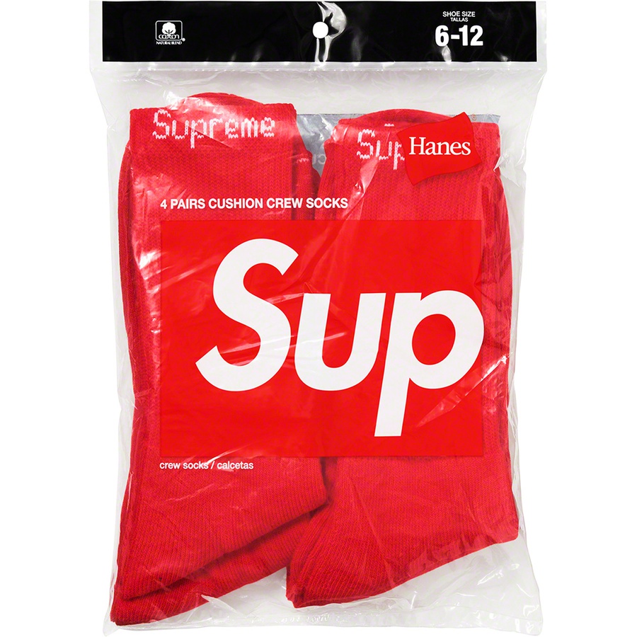 Supreme Supreme Hanes Crew Socks (4 Pack) (FW19) - Red - $20