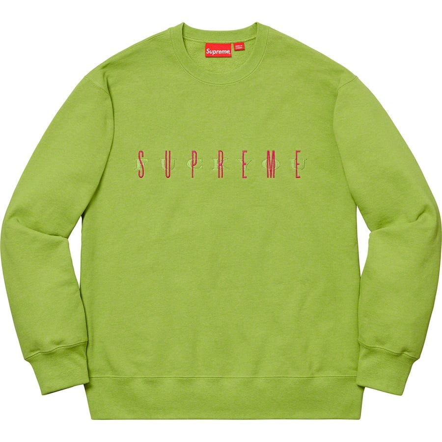 Details on Fuck You Crewneck Green from fall winter 2019 (Price is $148)