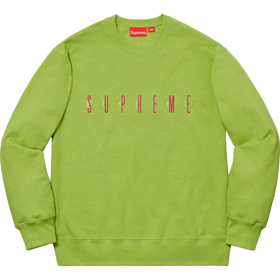 Details on Fuck You Crewneck Green from fall winter
                                                    2019 (Price is $148)