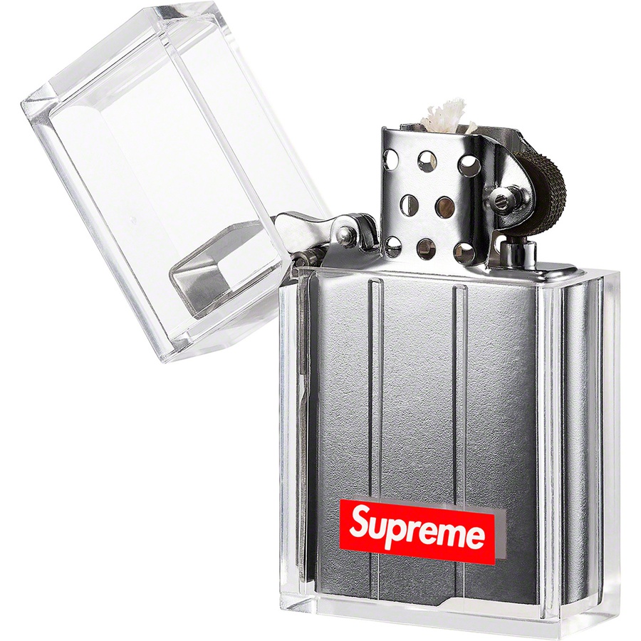 Details on Supreme Tsubota Pearl Hard Edge Lighter Clear from fall winter 2019 (Price is $38)