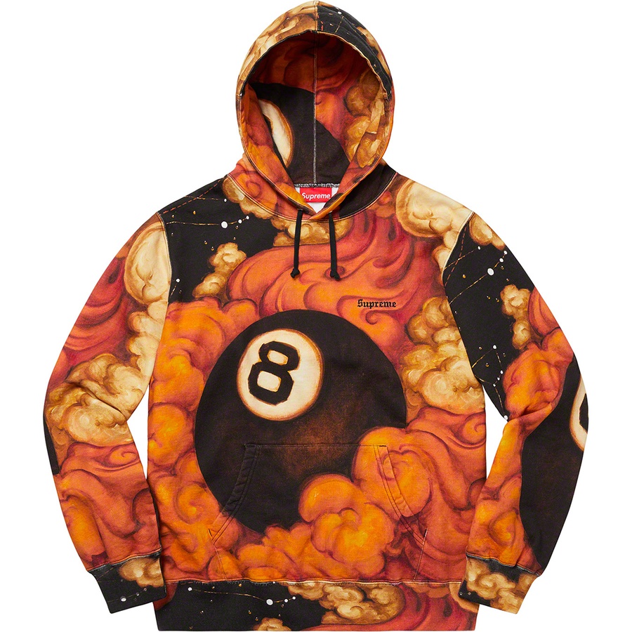 Details on Martin Wong Supreme 8-Ball Hooded Sweatshirt Multicolor from fall winter 2019 (Price is $198)