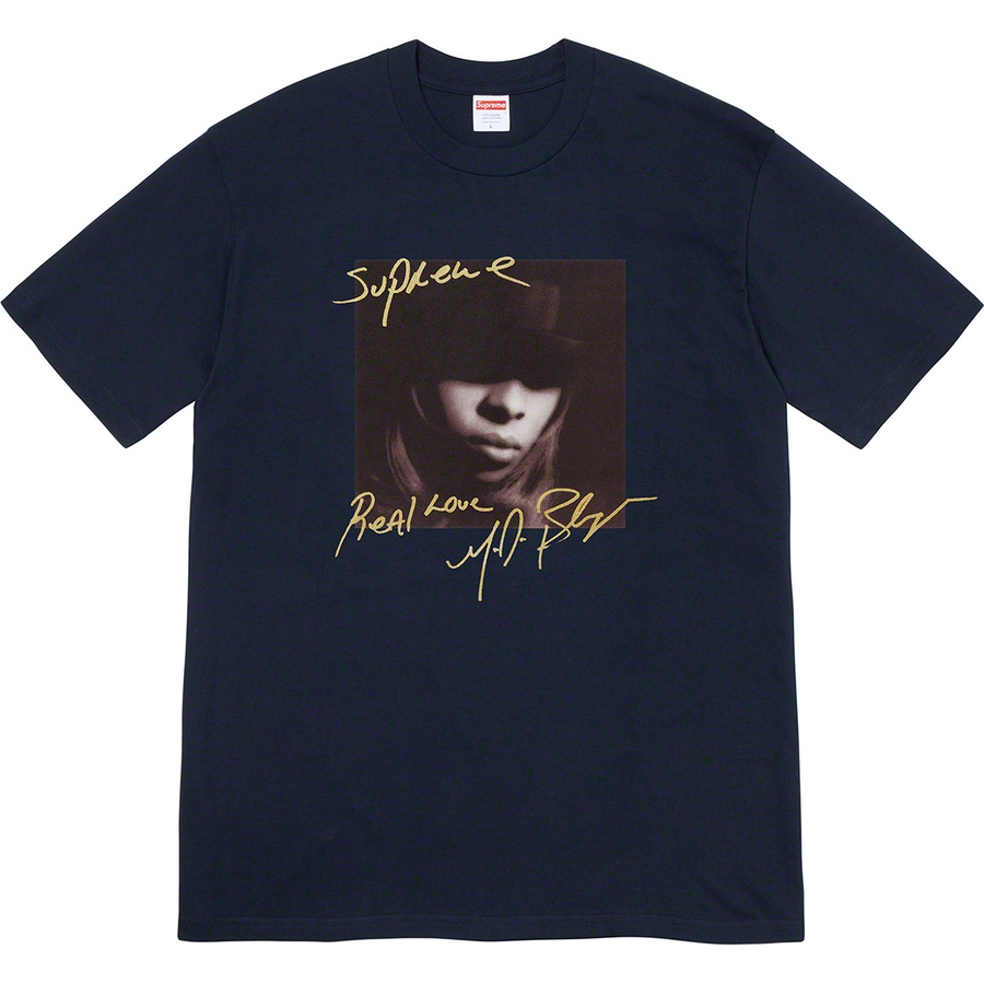 Details on Mary J. Blige Tee Navy from fall winter
                                                    2019 (Price is $48)