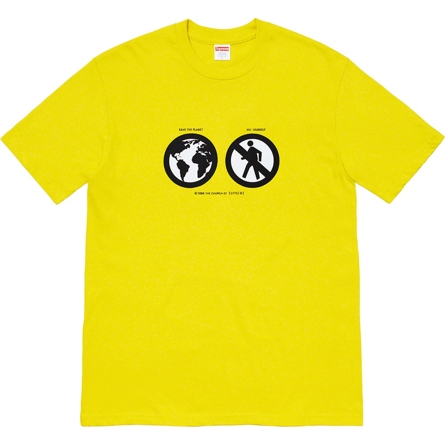 Details on Save The Planet Tee Sulfur from fall winter
                                                    2019 (Price is $38)