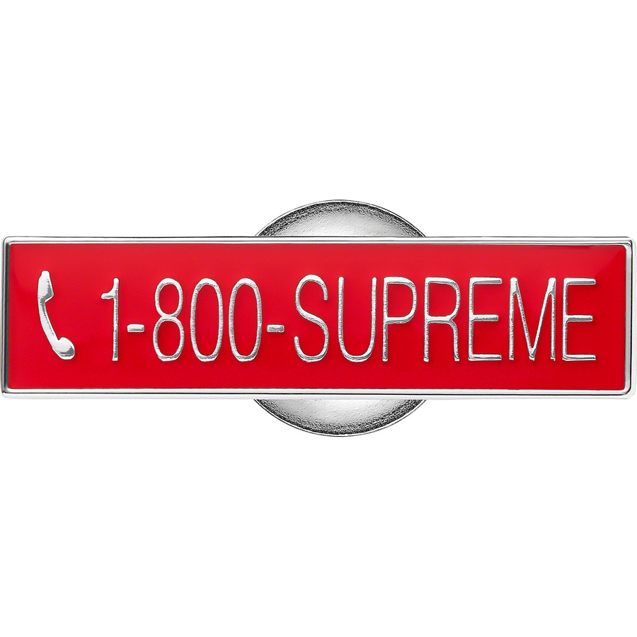 Supreme 1-800 Pin releasing on Week 1 for fall winter 19