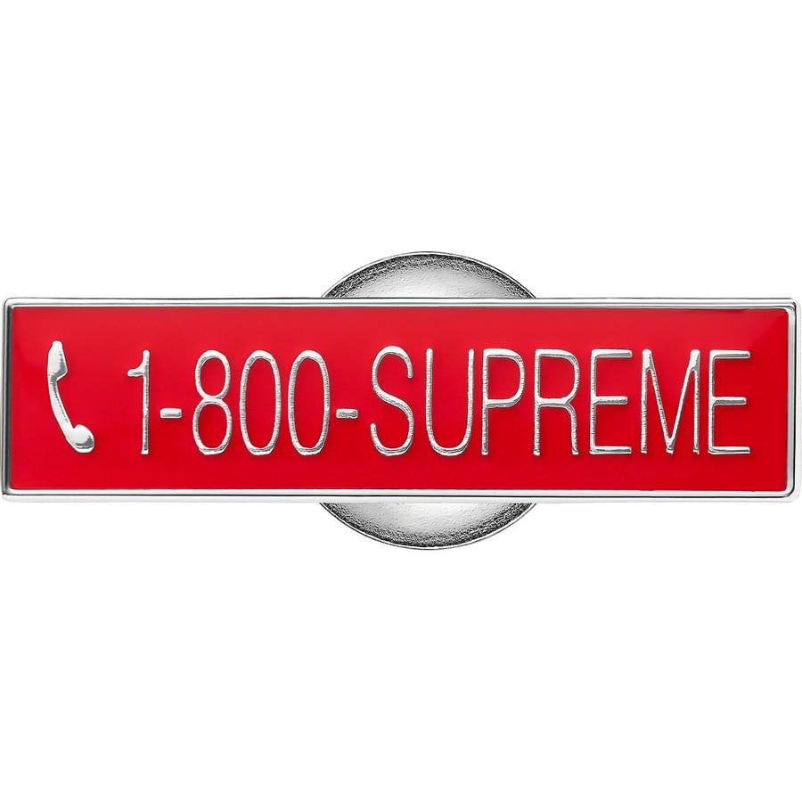 Supreme 1-800 Pin released during fall winter 19 season