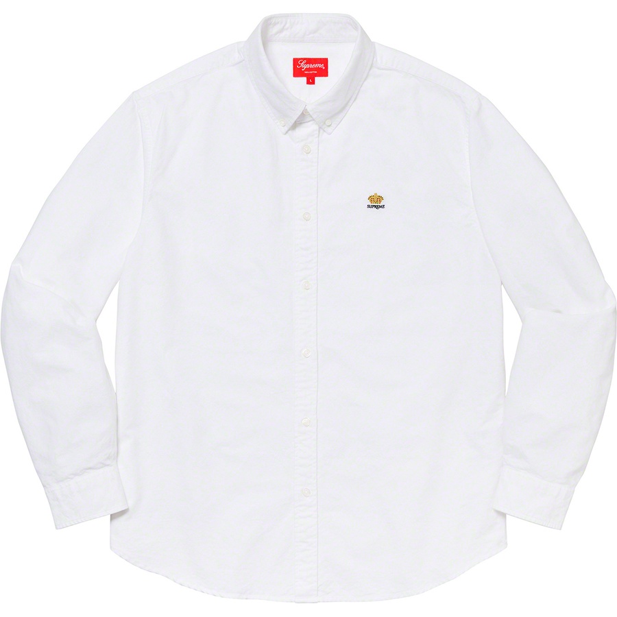 Details on Flannel Oxford Shirt White from fall winter 2019 (Price is $128)