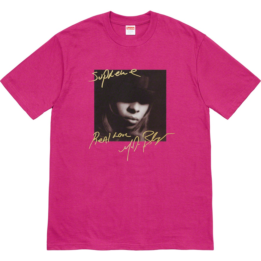 Details on Mary J. Blige Tee Magenta from fall winter
                                                    2019 (Price is $48)