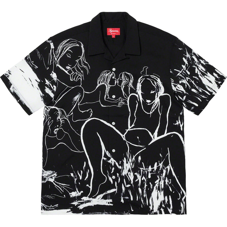 Details on Rita Ackermann Supreme Rayon S S Shirt Black from fall winter
                                                    2019 (Price is $148)