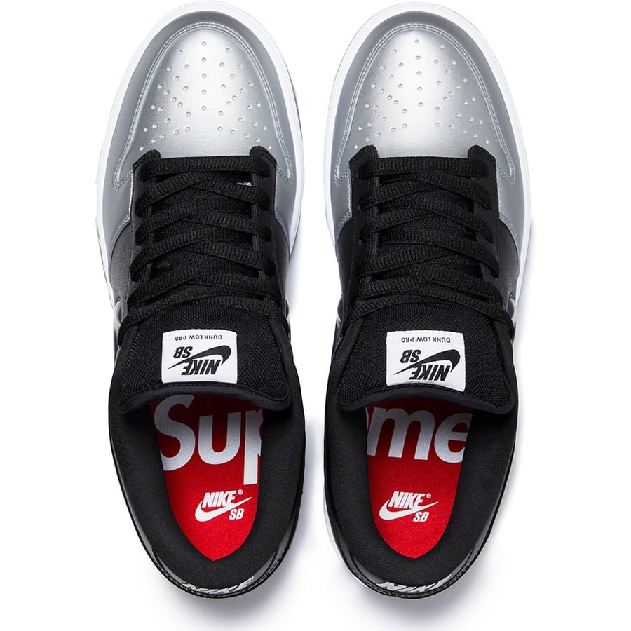 Details on Supreme Nike SB Dunk Low Black from fall winter 2019 (Price is $110)