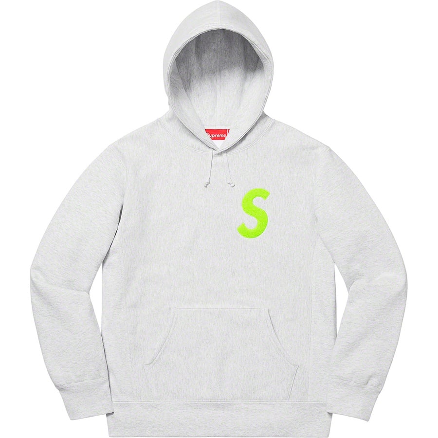 Details on S Logo Hooded Sweatshirt Ash Grey from fall winter 2019 (Price is $168)
