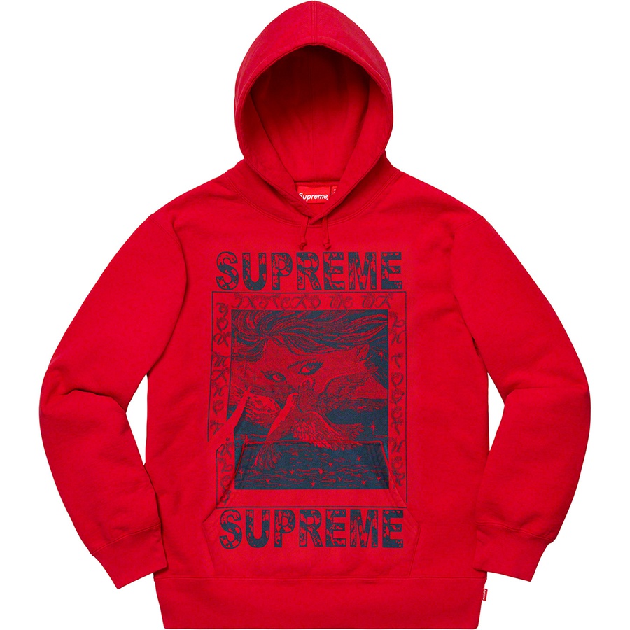 Details on Doves Hooded Sweatshirt Red from fall winter 2019 (Price is $158)