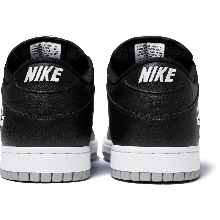 Details on Supreme Nike SB Dunk Low Black from fall winter 2019 (Price is $110)