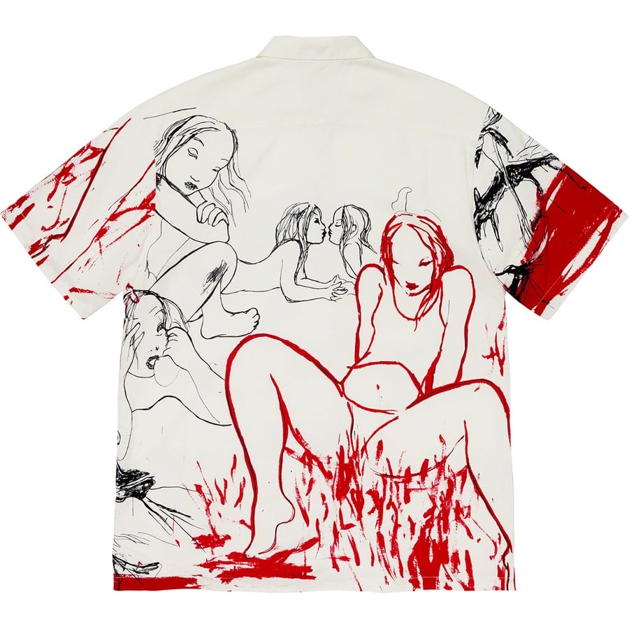 Details on Rita Ackermann Supreme Rayon S S Shirt White from fall winter
                                                    2019 (Price is $148)