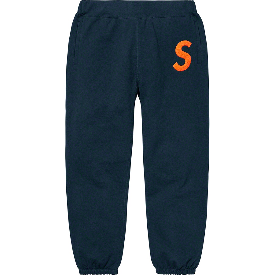 Details on S Logo Sweatpant Navy from fall winter 2019 (Price is $158)