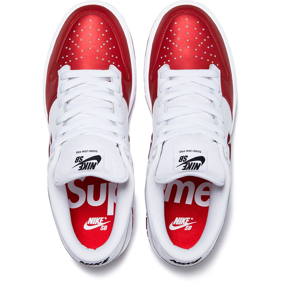 Details on Supreme Nike SB Dunk Low White from fall winter
                                                    2019 (Price is $110)