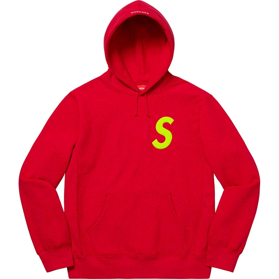 Details on S Logo Hooded Sweatshirt Red from fall winter 2019 (Price is $168)