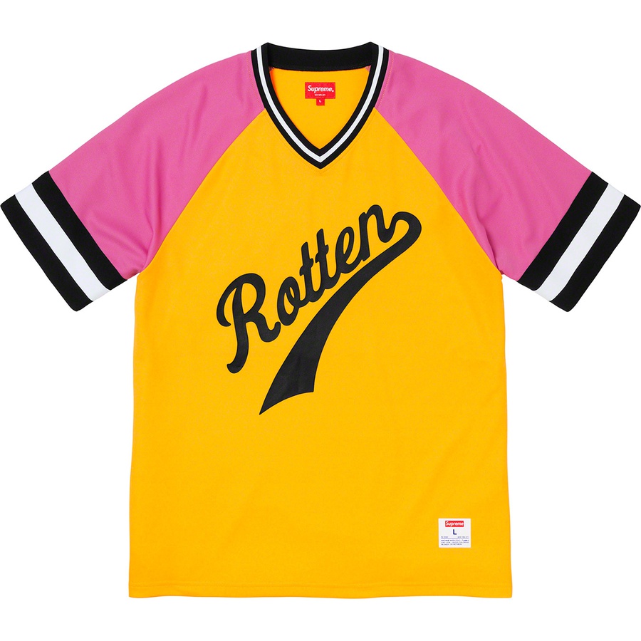 Details on Rotten Baseball Top Yellow from fall winter
                                                    2019 (Price is $98)