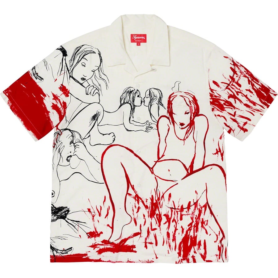 Details on Rita Ackermann Supreme Rayon S S Shirt White from fall winter
                                                    2019 (Price is $148)