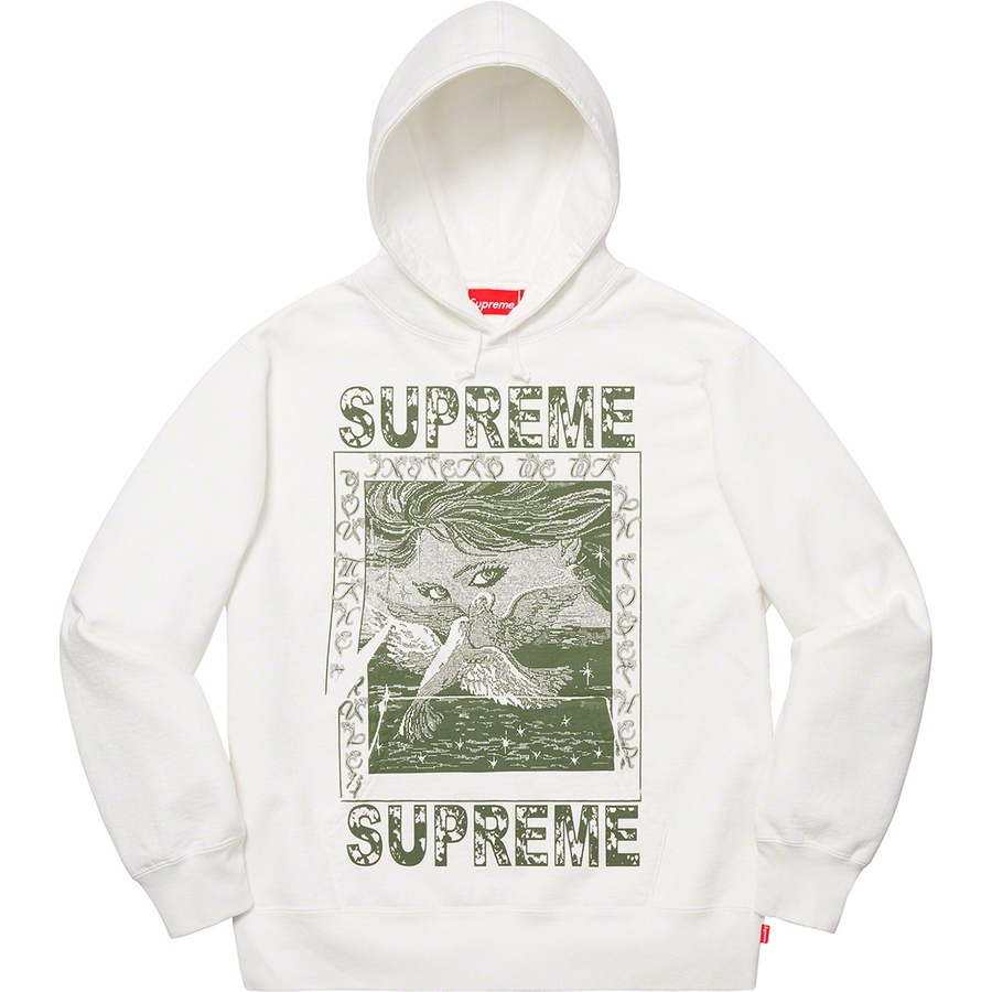 Details on Doves Hooded Sweatshirt White from fall winter 2019 (Price is $158)