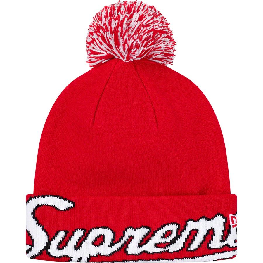 Supreme New Era Script Cuff Beanie (FW19) - Red - $38