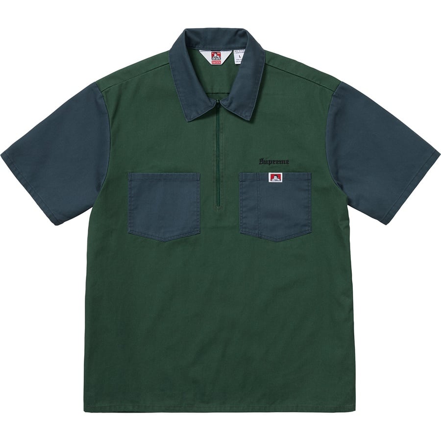 Details on Supreme Ben Davis Half Zip Work Shirt Navy from fall winter
                                                    2019 (Price is $110)