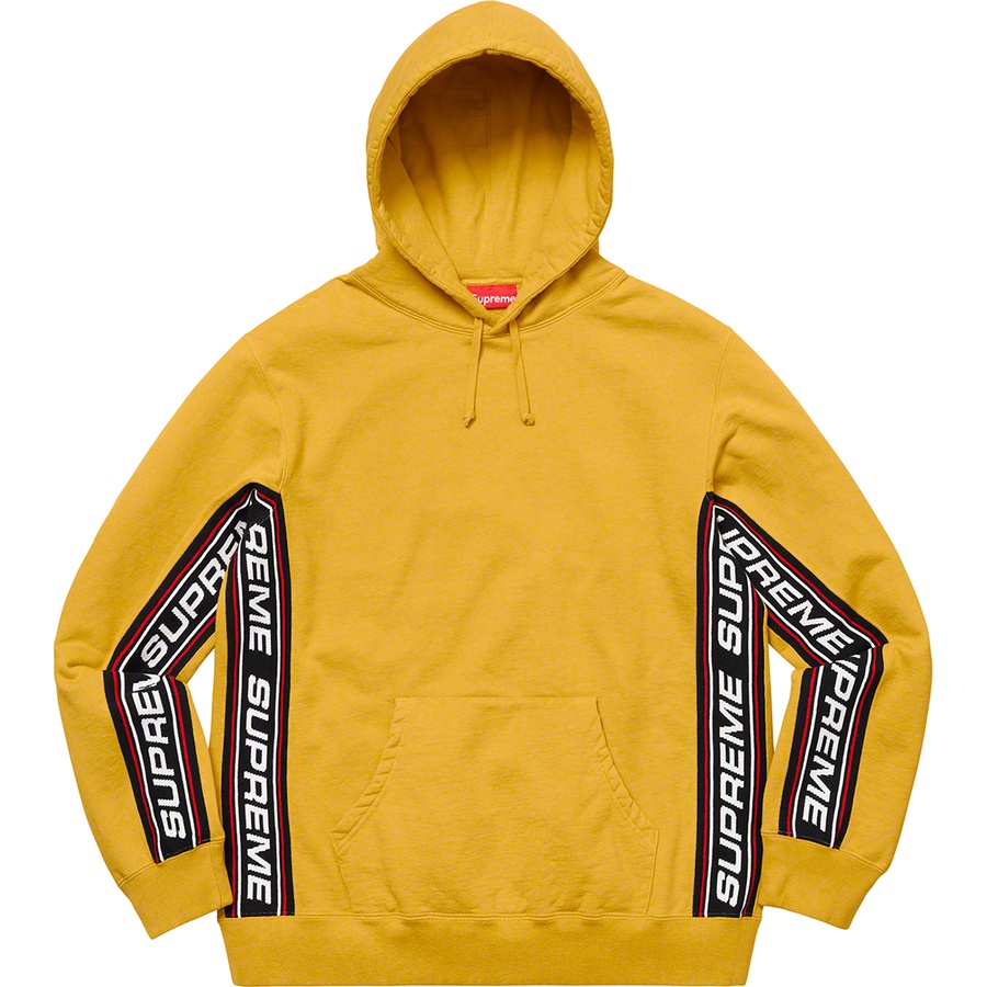 Details on Text Rib Hooded Sweatshirt Mustard from fall winter 2019 (Price is $158)