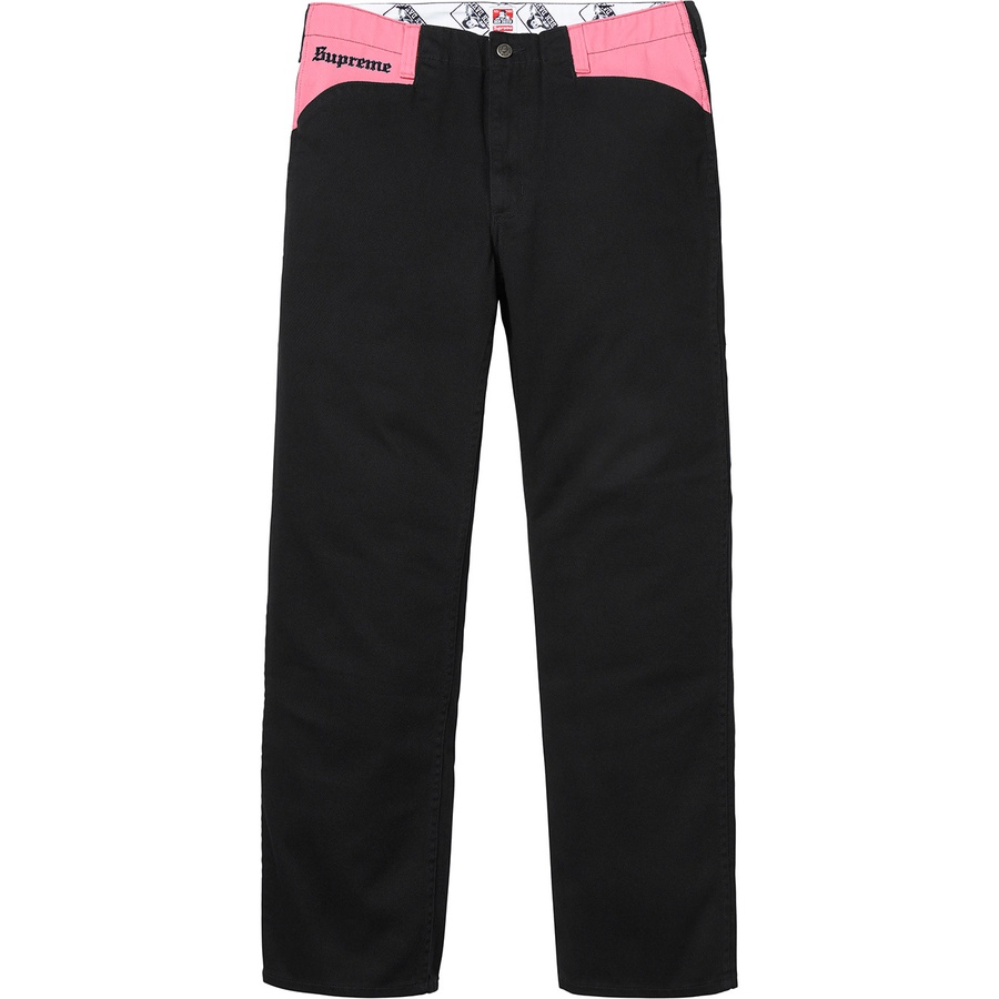 Details on Supreme Ben Davis Work Pant Black from fall winter 2019 (Price is $158)