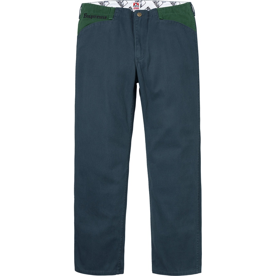Details on Supreme Ben Davis Work Pant Navy from fall winter 2019 (Price is $158)