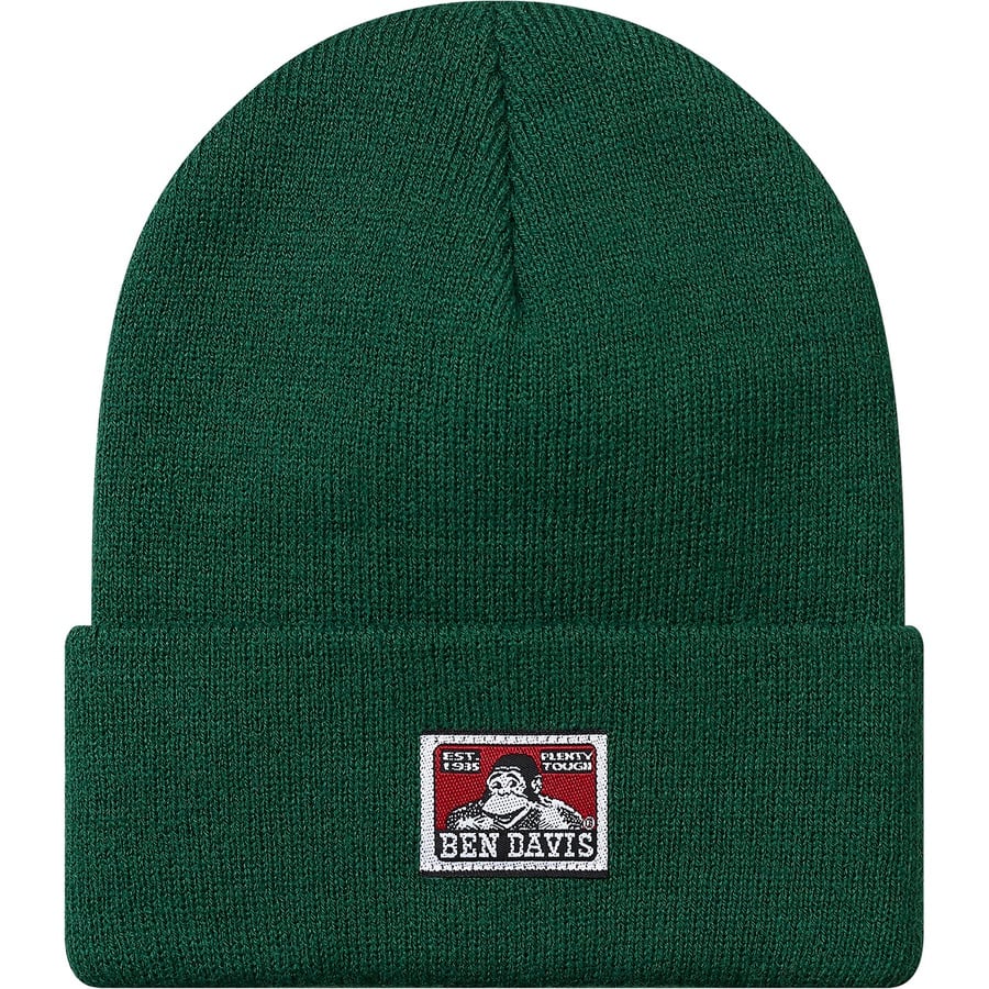 Details on Supreme Ben Davis Beanie Green from fall winter 2019 (Price is $38)