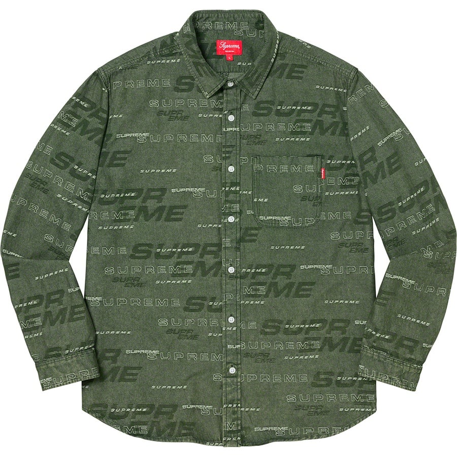 Details on Dimensions Logo Denim Shirt Green from fall winter
                                                    2019 (Price is $138)