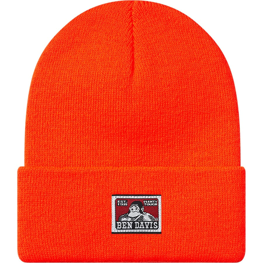 Details on Supreme Ben Davis Beanie Orange from fall winter
                                                    2019 (Price is $38)