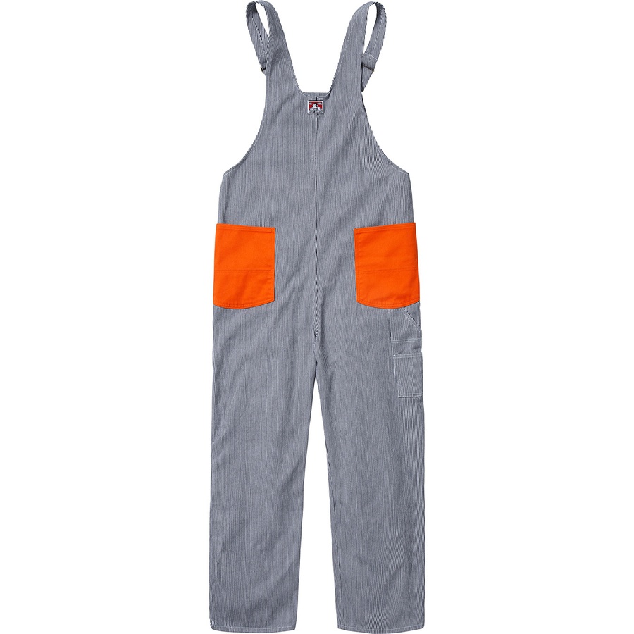 Details on Supreme Ben Davis Overalls Hickory Stripe from fall winter 2019 (Price is $188)