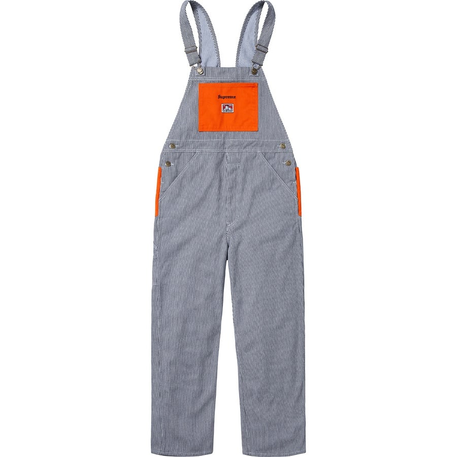 Details on Supreme Ben Davis Overalls Hickory Stripe from fall winter
                                                    2019 (Price is $188)