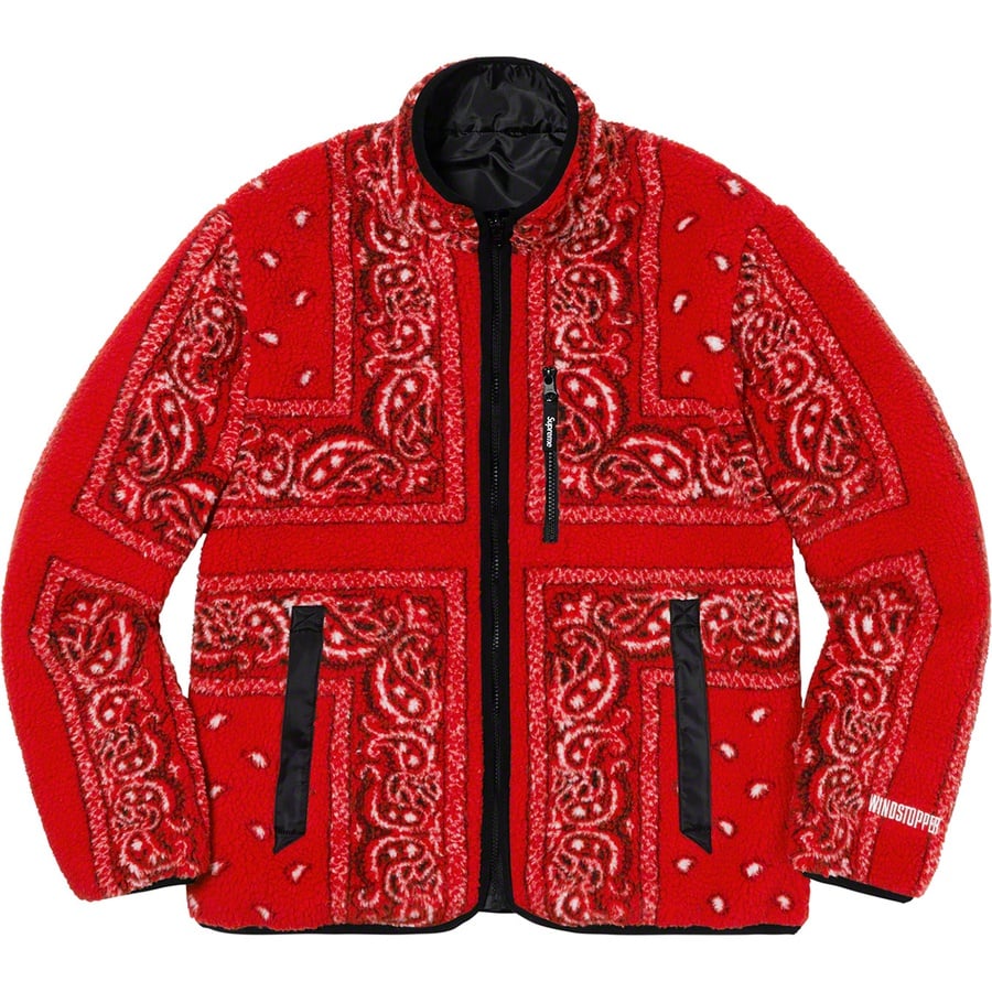 Details on Reversible Bandana Fleece Jacket Red from fall winter
                                                    2019 (Price is $228)