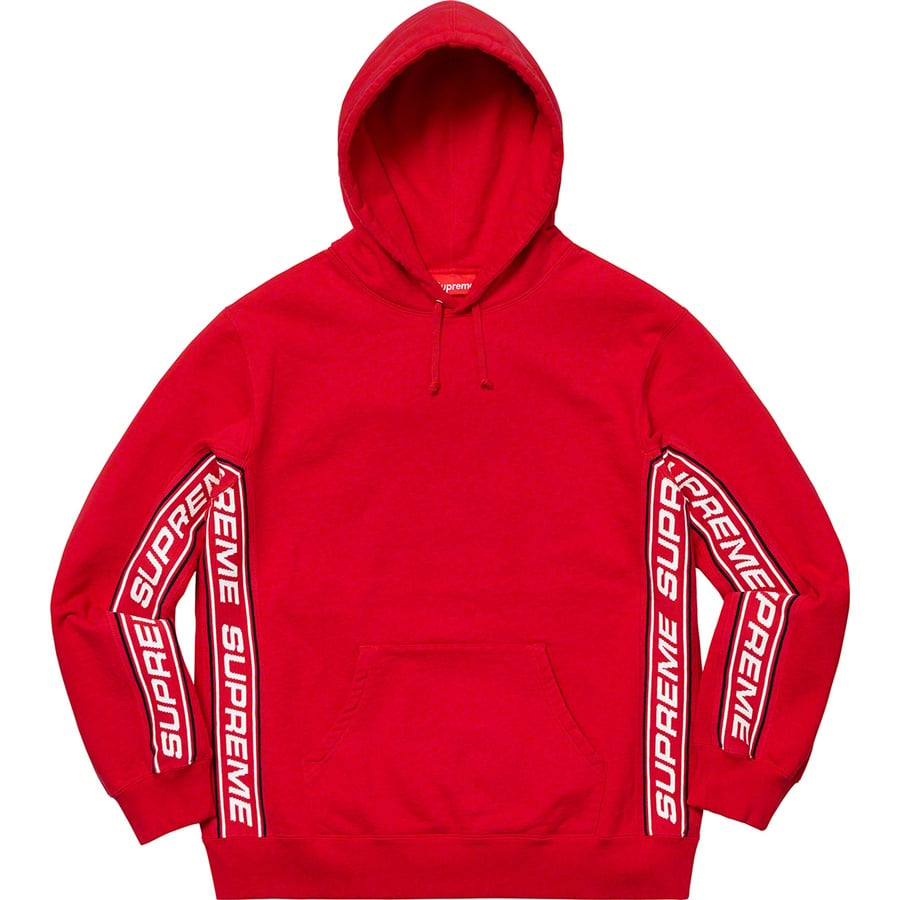 Details on Text Rib Hooded Sweatshirt Red from fall winter 2019 (Price is $158)