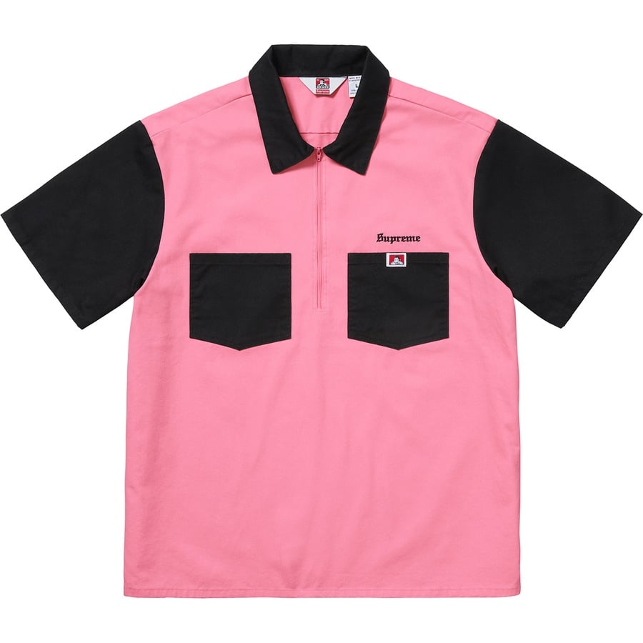 Details on Supreme Ben Davis Half Zip Work Shirt Black from fall winter 2019 (Price is $110)
