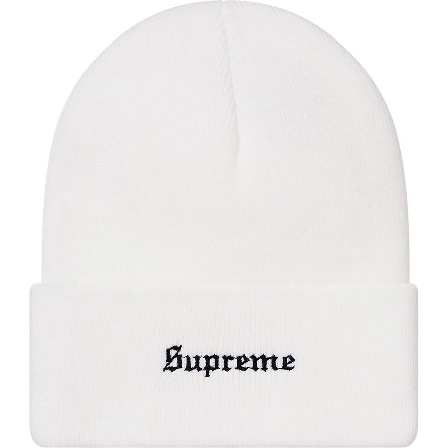 Details on Supreme Ben Davis Beanie White from fall winter 2019 (Price is $38)