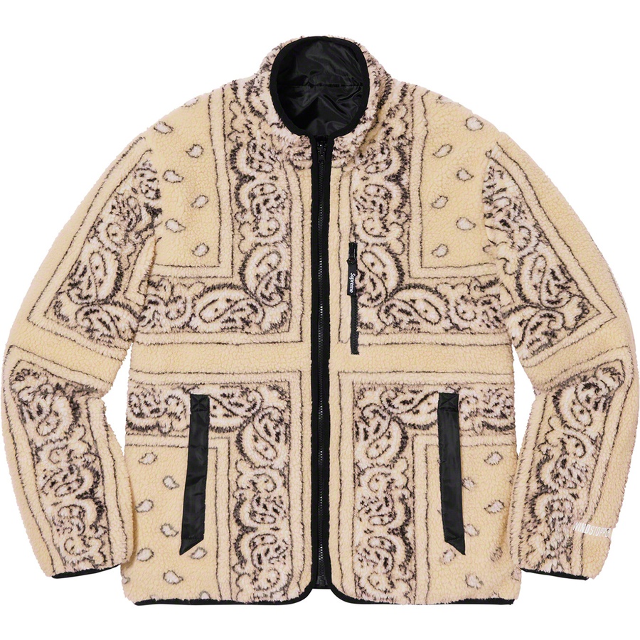 Details on Reversible Bandana Fleece Jacket Tan from fall winter 2019 (Price is $228)