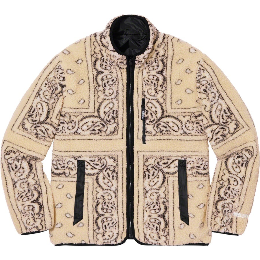 Details on Reversible Bandana Fleece Jacket Tan from fall winter
                                                    2019 (Price is $228)