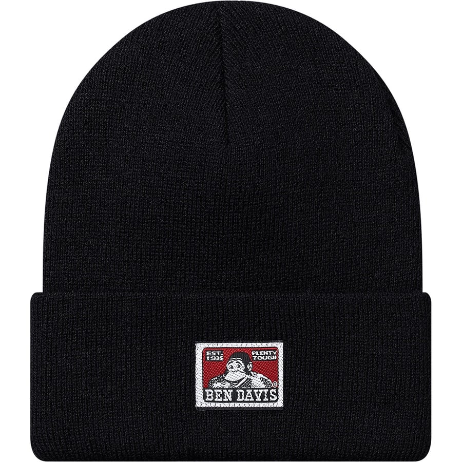 Details on Supreme Ben Davis Beanie Black from fall winter 2019 (Price is $38)