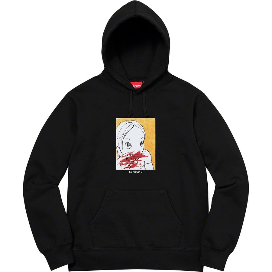 Details on Nose Bleed Hooded Sweatshirt Black from fall winter 2019 (Price is $168)