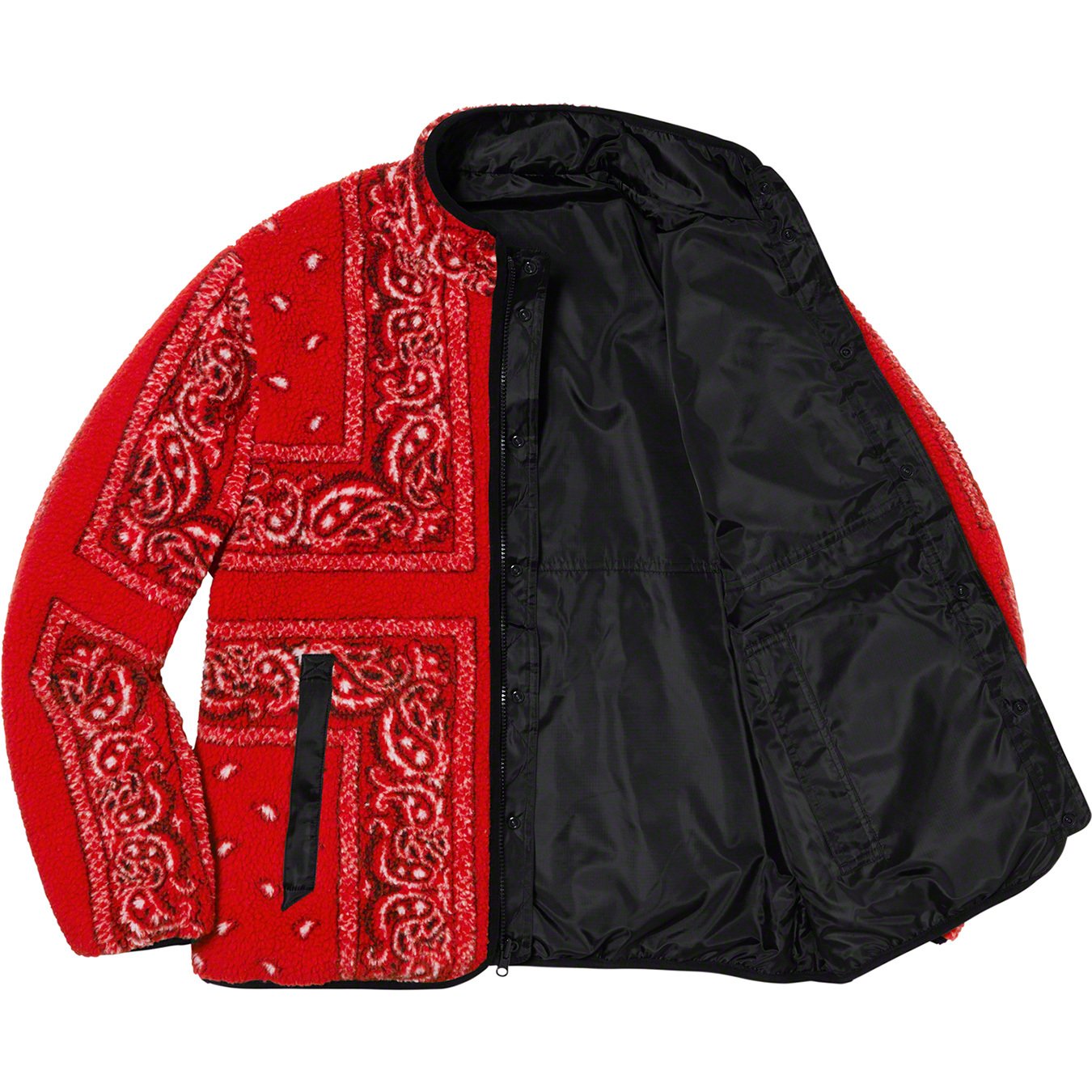 Supreme - Supreme Bandana Fleece Jacket Black S 赤 【在庫あり/即出荷可】 【在庫あり/即出荷可】