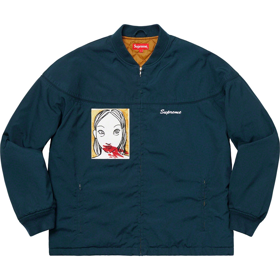 Details on Mug Shot Crew Jacket Navy from fall winter 2019 (Price is $228)