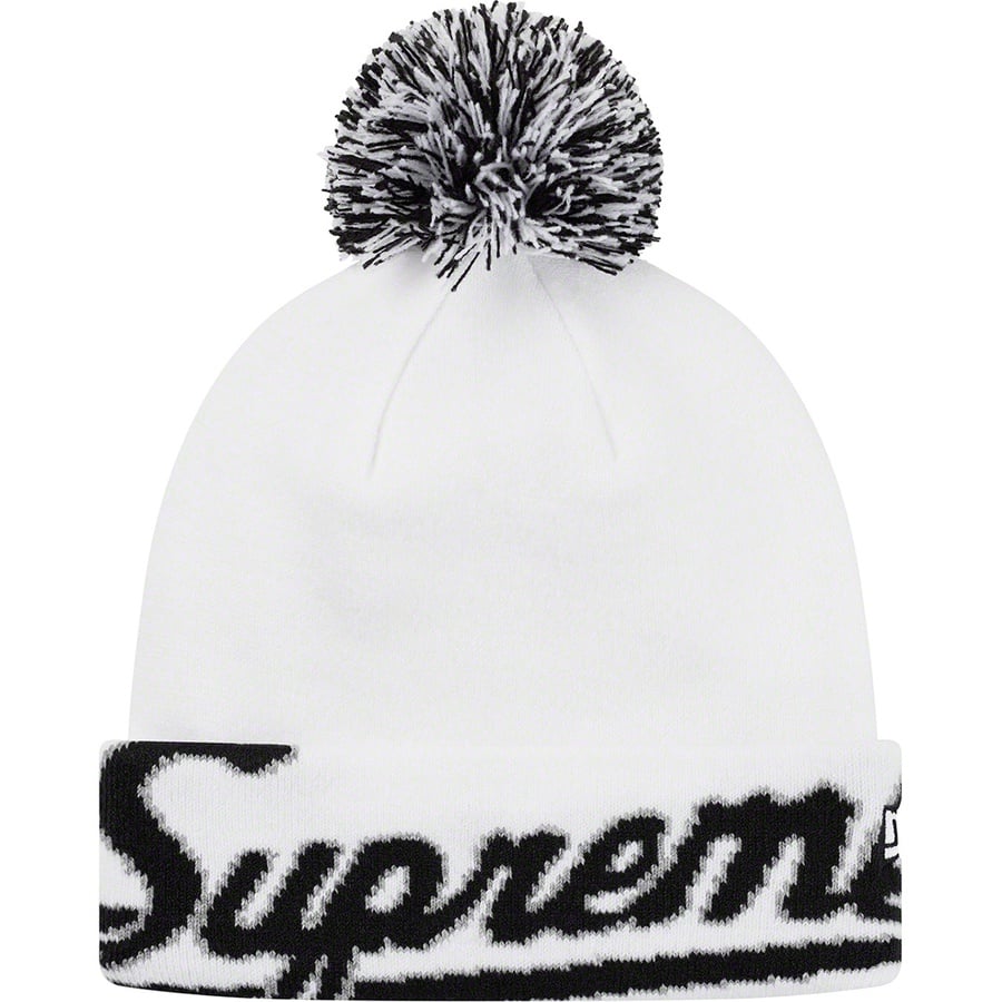 Details on New Era Script Cuff Beanie White from fall winter
                                                    2019 (Price is $38)