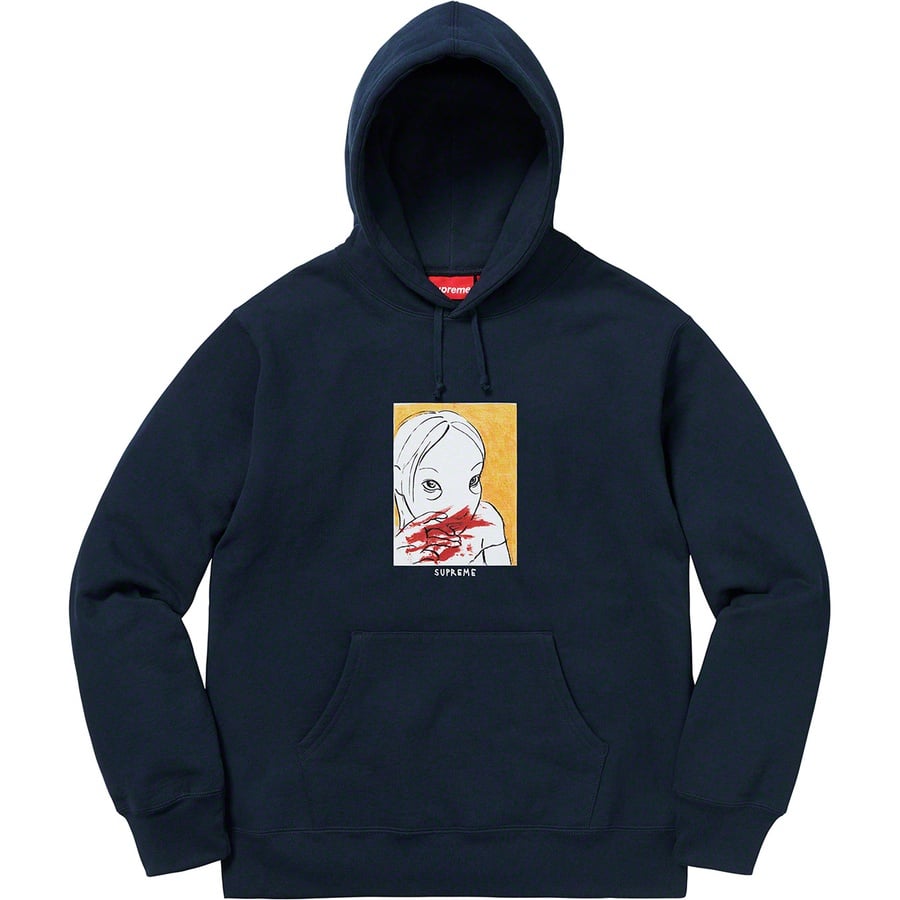 Details on Nose Bleed Hooded Sweatshirt Navy from fall winter
                                                    2019 (Price is $168)