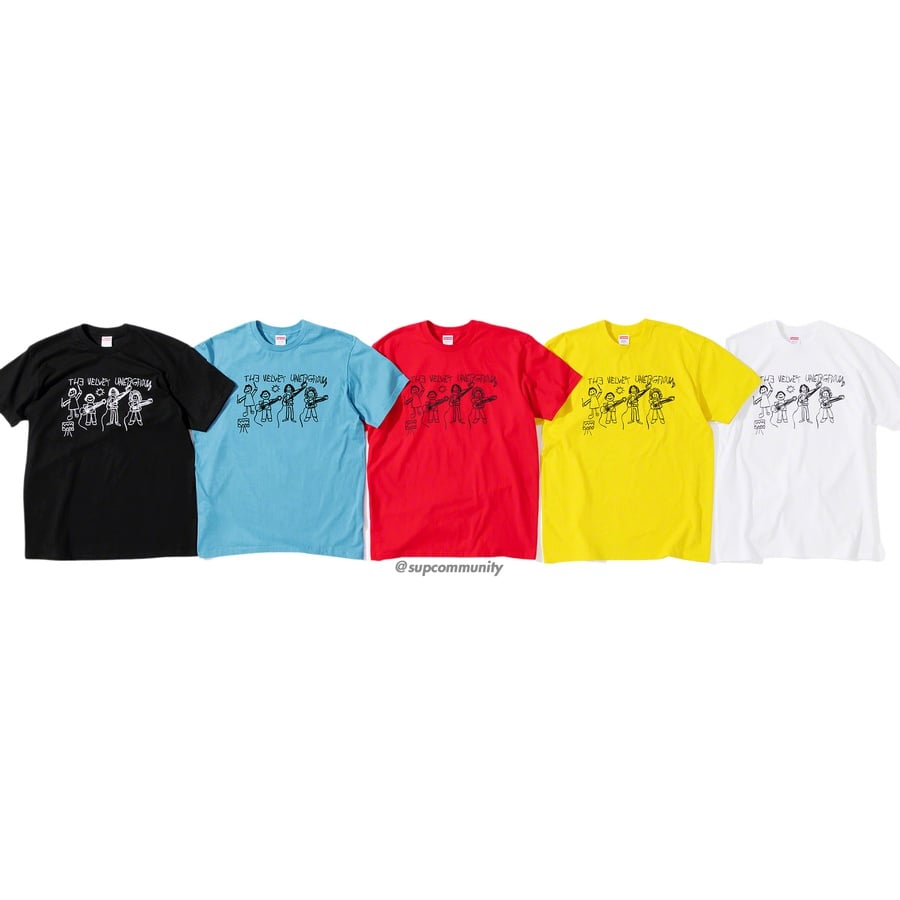 Details on Supreme The Velvet Underground Drawing Tee from fall winter
                                            2019 (Price is $48)