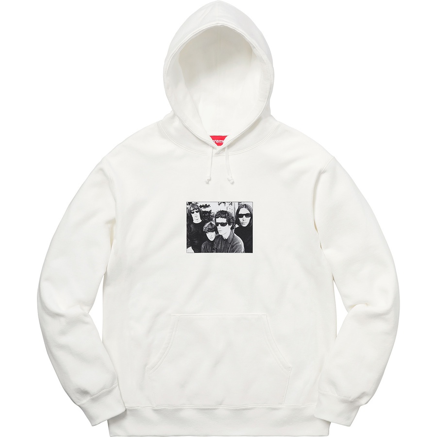 Details on Supreme The Velvet Underground Hooded Sweatshirt White from fall winter 2019 (Price is $178)