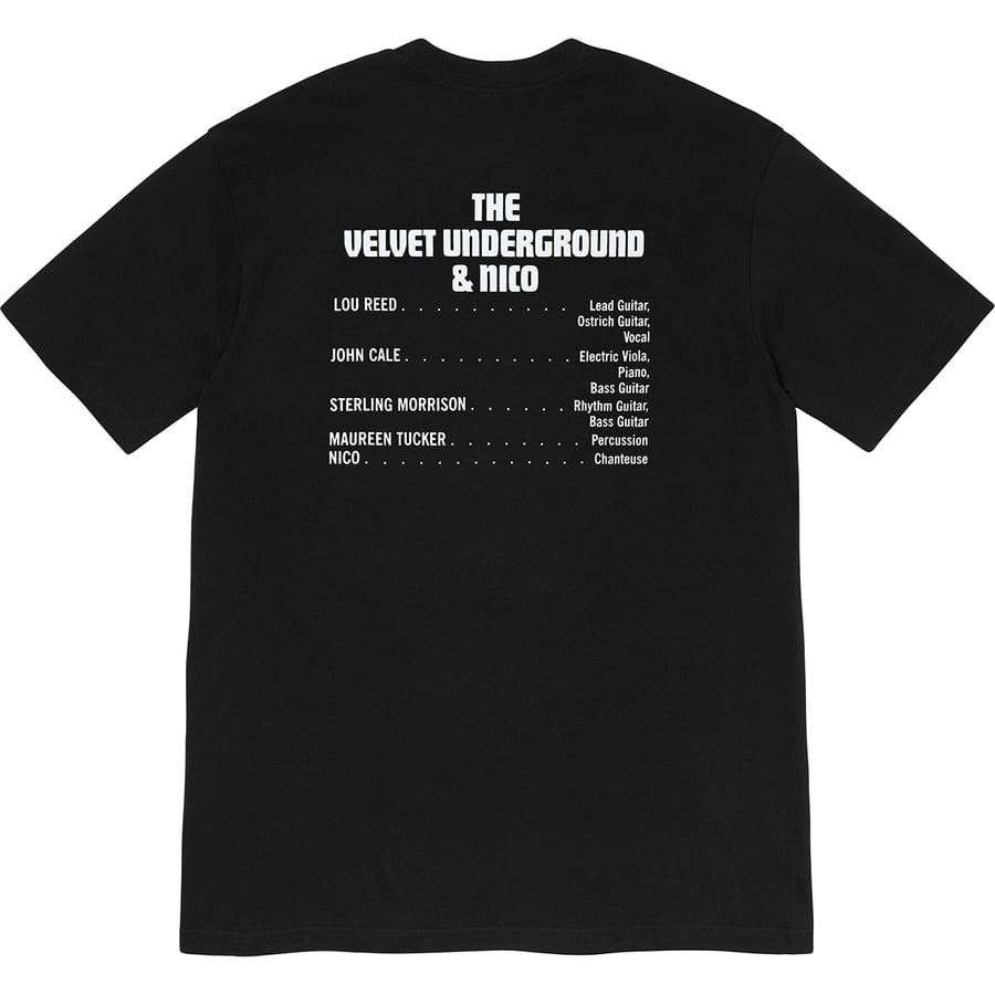 Details on Supreme The Velvet Underground & Nico Tee Black from fall winter
                                                    2019 (Price is $48)