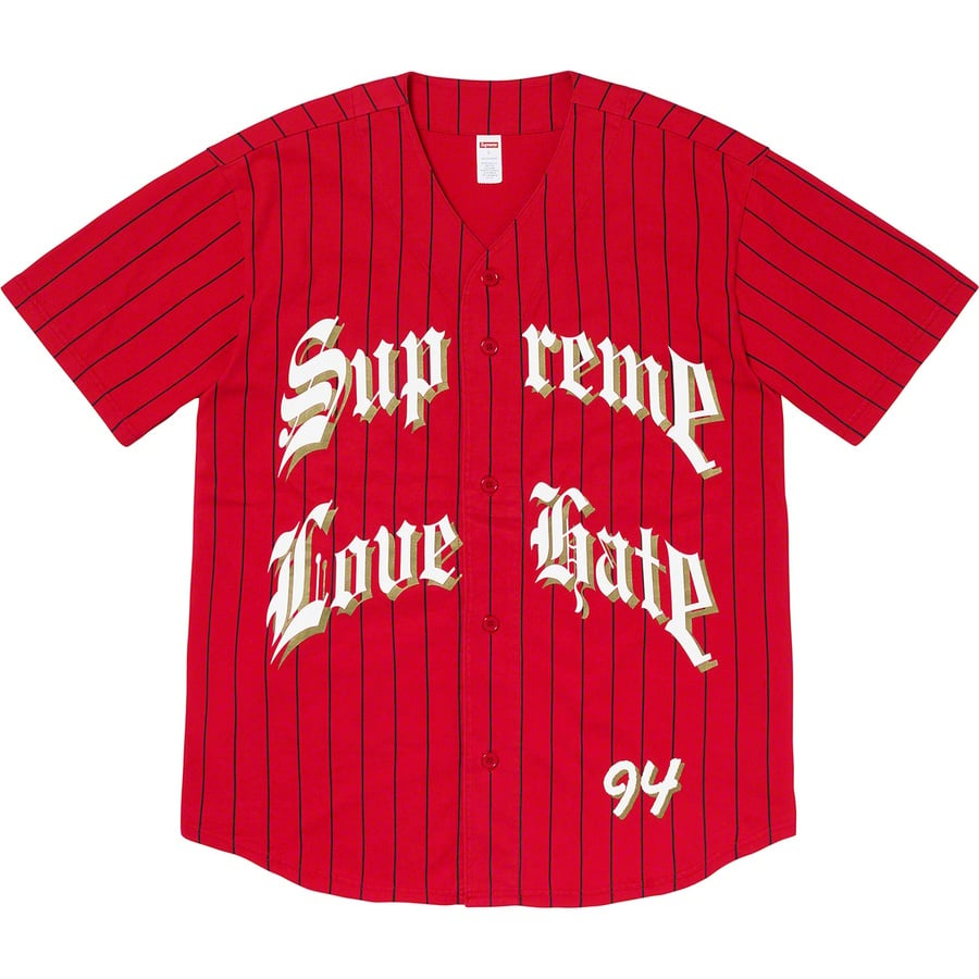 Details on Love Hate Baseball Jersey Red from fall winter
                                                    2019 (Price is $110)