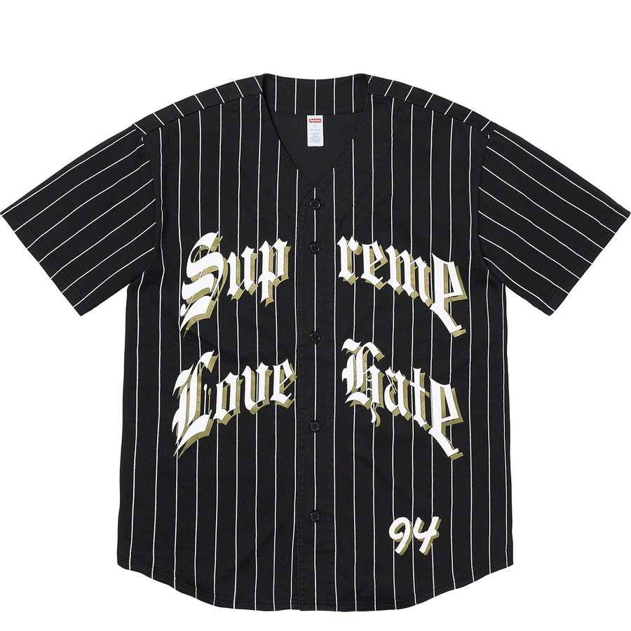 Details on Love Hate Baseball Jersey Black from fall winter 2019 (Price is $110)